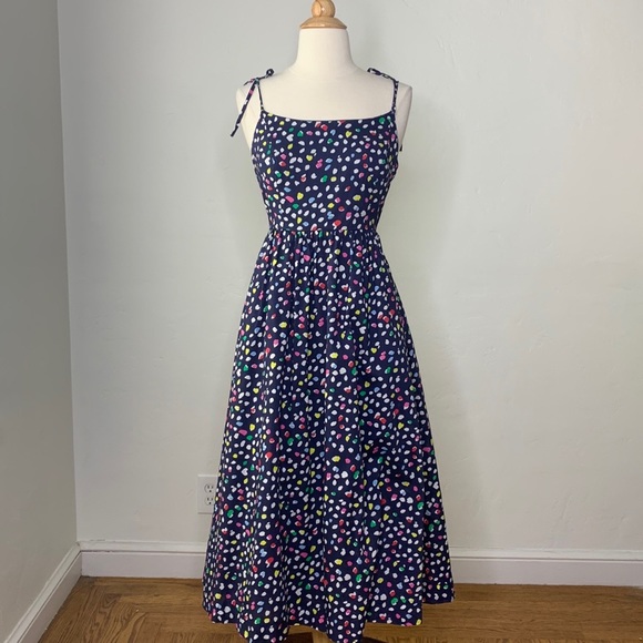 J. CREW Ratti Happy Cat Blue Cotton Midi Dress, Size 4 - Picture 16 of 16